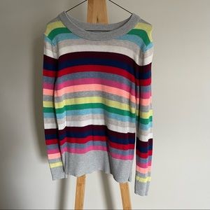 Rainbow Striped Crew Neck Sweater